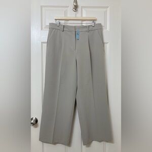 NEW Loft Taupe High Rise Pleat Front Wide Leg Trousers 14 Petite Office Preppy